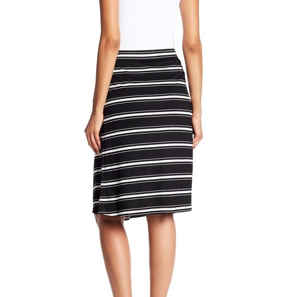MAX STUDIO Stripe Ponte Faux Wrap Midi Skirt - Picture 2 of 7